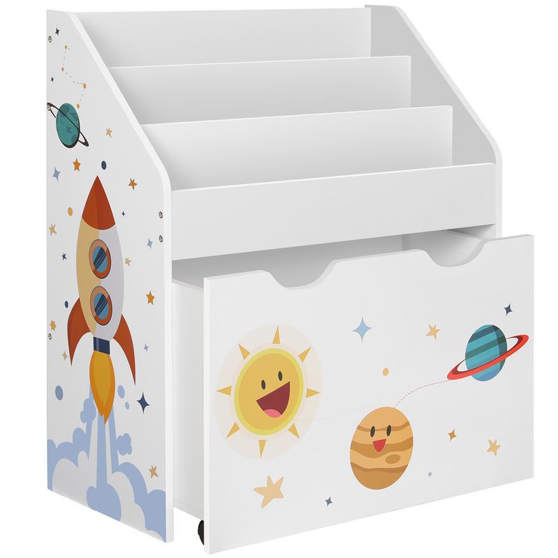 Toy Organiser Children’s Bookshelf 3Shelves Removable Storage Box Wheels GKR41WT_voghion.com