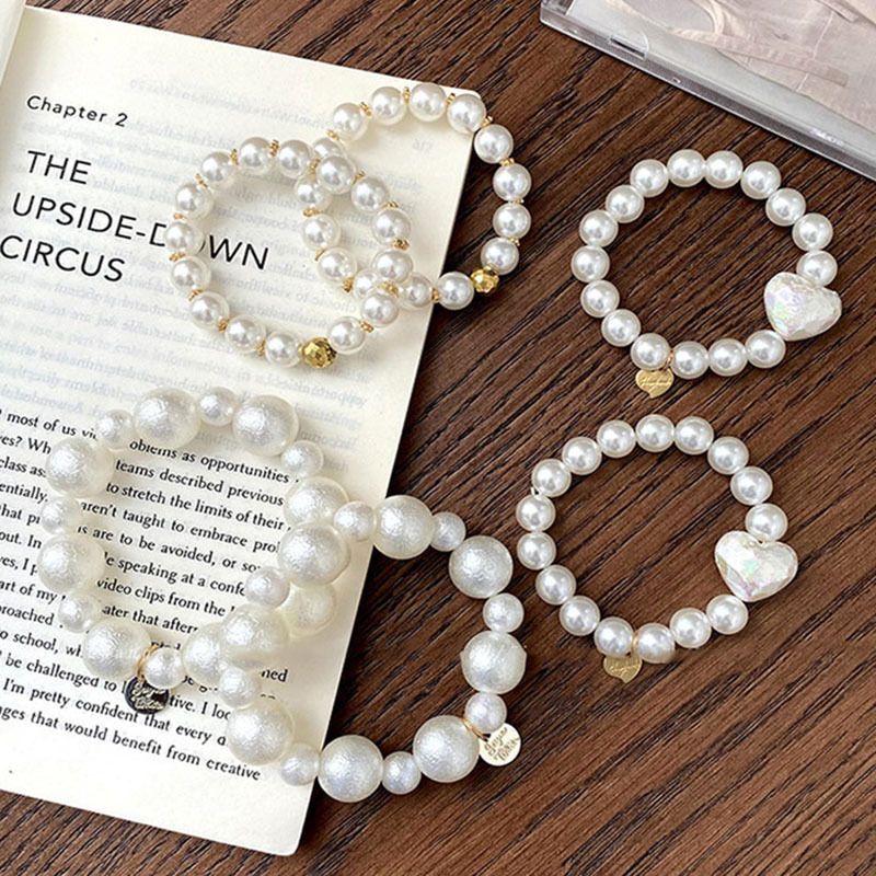 Doppio uso ~ Braccialetto di perle con nicchia leggera, semplice, elegante, di alto senso, elastico per capelli femminile, estivo, coreano del Sud_voghion.com