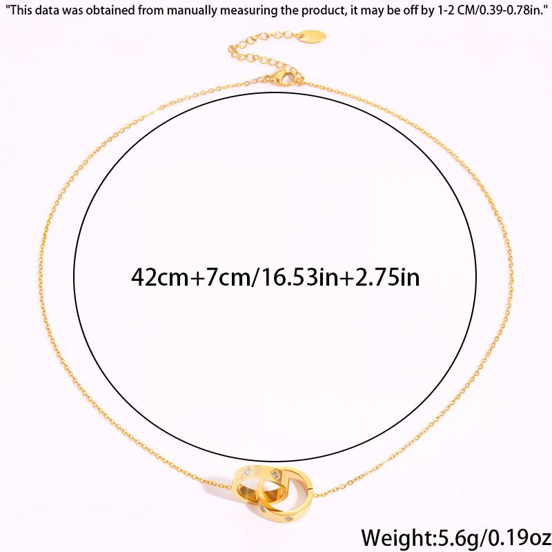 Necklace Women Golden Pendant Necklace Couple Style Ring Pendant For Women Light Luxury High-End Square Diamond Non-Fading Titanium Steel Necklace_voghion.com