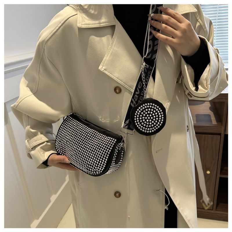 Modische Damentasche schlichten Strass-Intarsien, modieuze Umhängetasche mit een Schulter, trendy Handtasche für_voghion.com