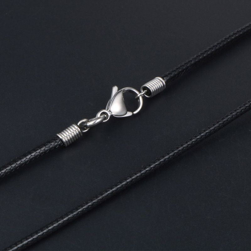 Titan-Teel-Schnalle, imple schwarz gewebte Leinen-Wachs-Seil-Halskette für Männer DIY personalisierte Montage koreanischen Stil_voghion.com