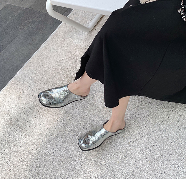 Bocca poco profonda Uomo pigro Piedi di maiale Scarpe con dita divise Calpestare i tacchi_voghion.com
