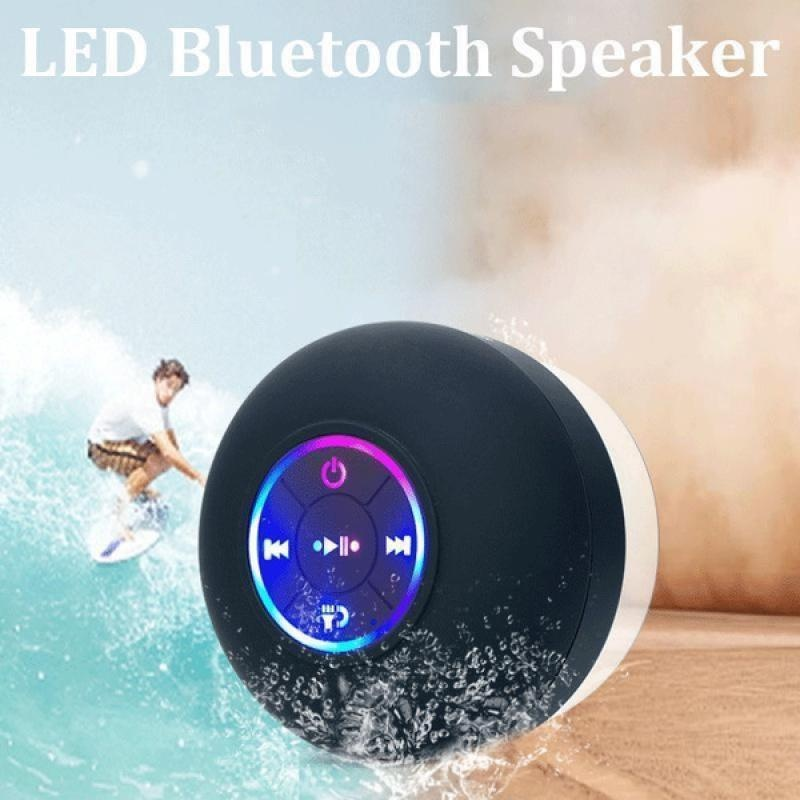 LANSKLBD Mini Bluetooth Hoparlör Taşınabilir Su Geçirmez Vantuz Kablosuz Handsfree Hoparlörler Işıklı LED Işık Duşlar Havuz Araba_voghion.com