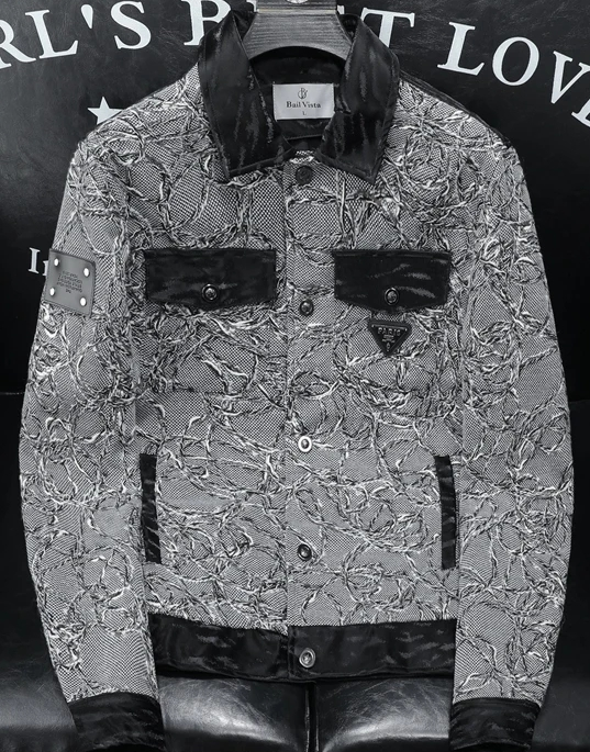 European Station 2024 Autumn New European Goods High-End Jacket Men Trendy Handsome Casual Patchwork Turn-down Collar Coat Men_voghion.com