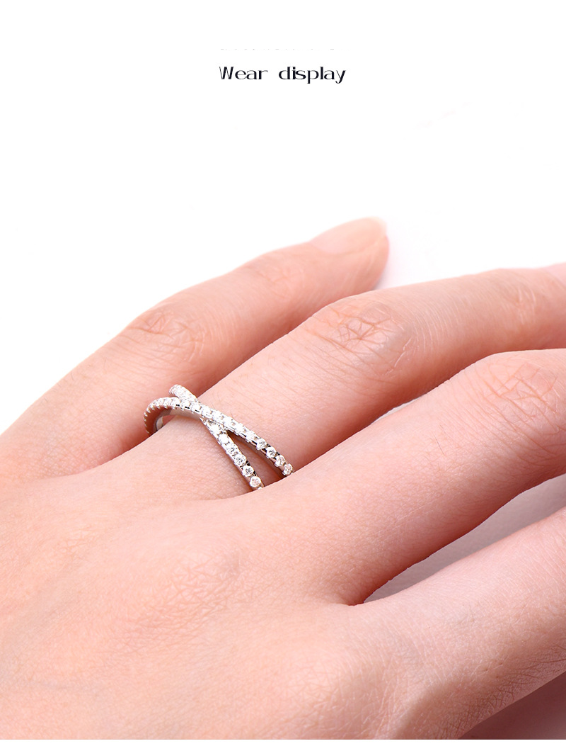 Anello da donna con moissanite a forma di X, stile Ins, anello da dito, temperamento alla moda, anello in argento Sterling S925, gioielli da donna_voghion.com