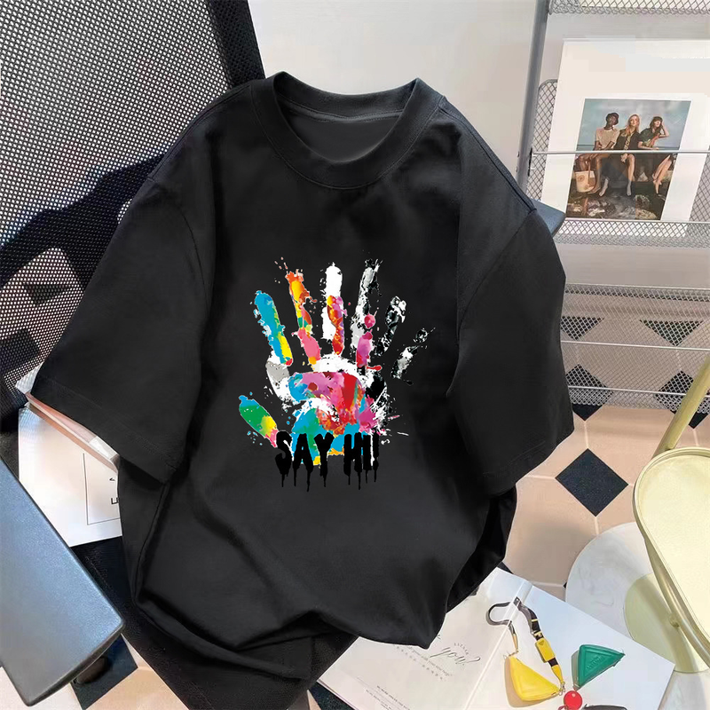 Męska odzież letnia koszulka z krótkim rękawem i nadrukiem Five Point Sleeve Violent Bear Tops prosta luźna koszulka_voghion.com