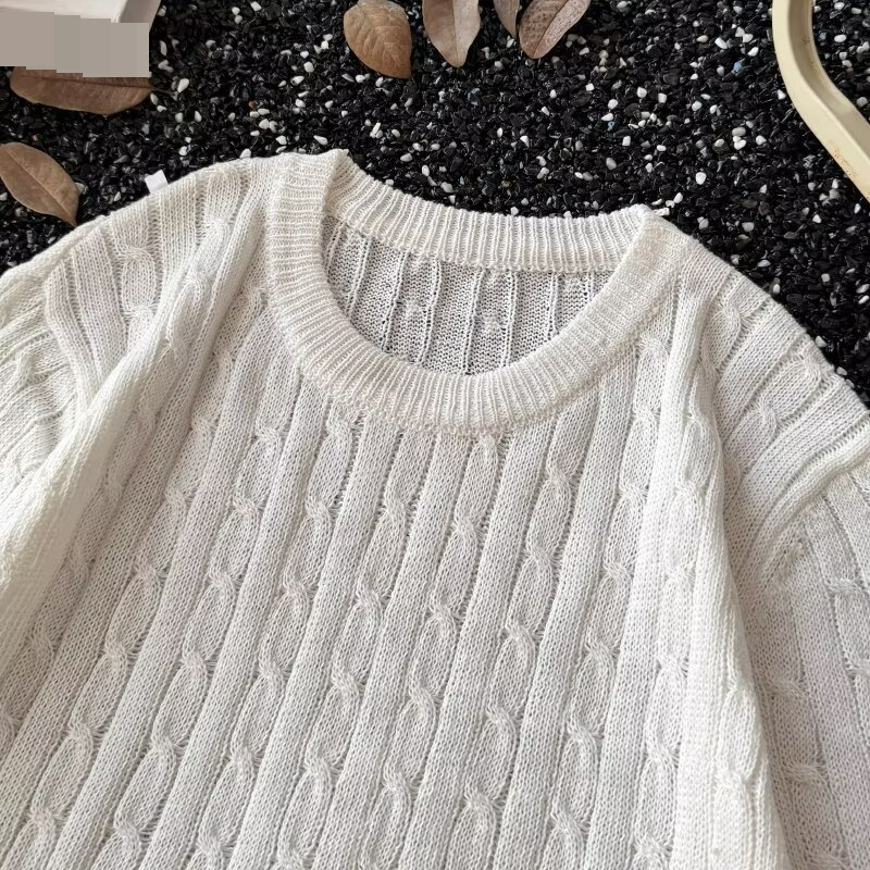 Men's Sweaters New Men's Casual Solid Color Short Sleeved Knitted Tops Repair Cross Border_voghion.com