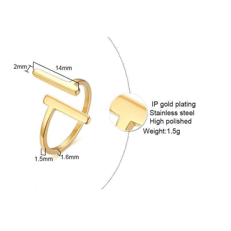 Gioielli da donna, anello geometrico a T, minimalista, chic, stile francese, anello impilabile in acciaio inossidabile, per l'uso quotidiano, gioielli alla moda chic francese_voghion.com