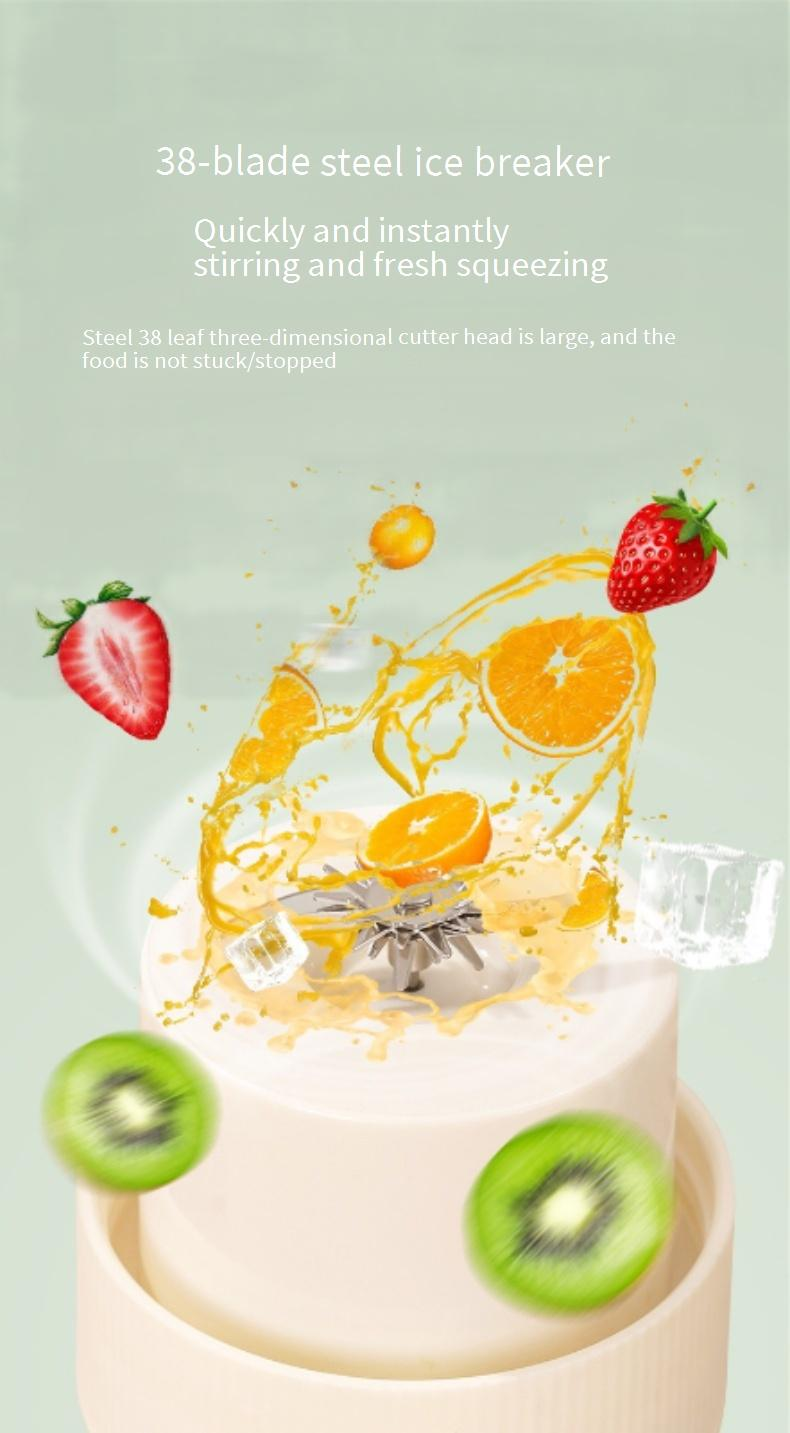 JLL1002 Tragbarer Mixerbecher, 150 W, 18.000 U/min, persönlicher Smoothie-Maker mit Edelstahlklinge, per USB wiederaufladbarer Mini-Entsafter für Zuhause, Wohnheim und Reisen_voghion.com