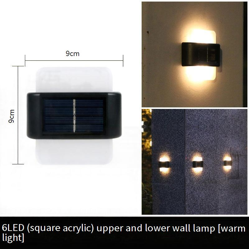 Solar Wall Lights Outdoor Waterproof Garden Decorative LED Up Down Lighting For Patio, Yard, Pathway (White/Warm Light, Round/Square Acrylic)_voghion.com