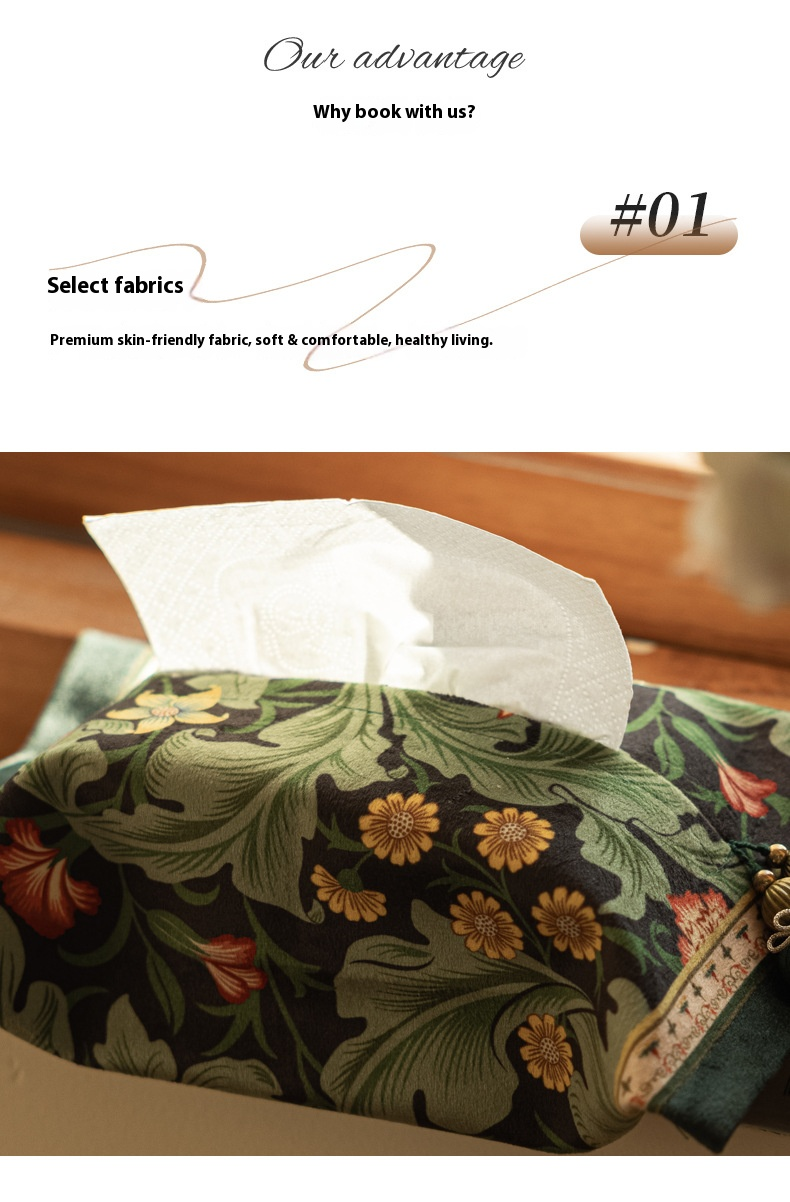Copri scatola di fazzoletti in poliestere in stile cinese fatto a mano Green Wisp - Elegante decorazione floreale per la tavola, per soggiorno e sala da pranzo (18x27 cm, antipolvere)_voghion.com