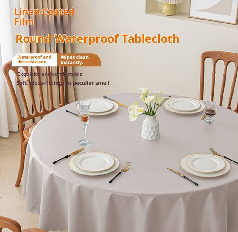 Tovaglia moderna e minimalista in poliestere – Copertura per tavolo da pranzo rotonda impermeabile, resistente al calore e antimacchia per casa e ristorante_voghion.com