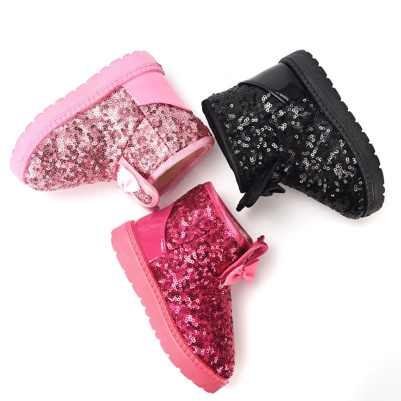 Kids Winter Boots With Sparkly Sequins – Warm & Stylish Snow Boots For Girls (Sizes 21-38, Black/Pink/Rose)_voghion.com