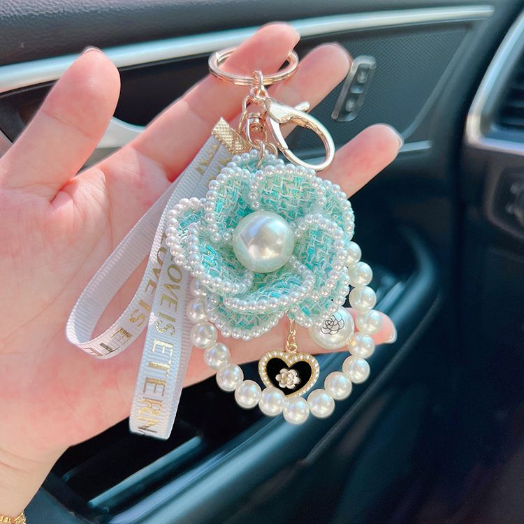 Koreanesch Versioun Pärel Element Camellia Keychain Sak Unhänger kreativ onofhängeg entworf Wueren_voghion.com