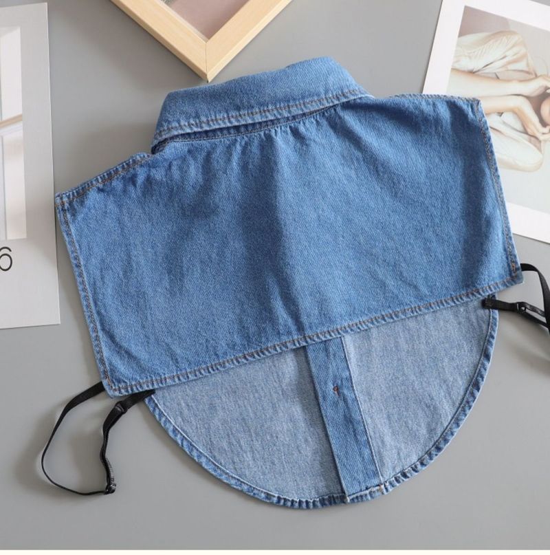 Colletto per camicia in denim da donna, versatile, casual, multifunzionale, con colletto di ricambio per maglioni._voghion.com