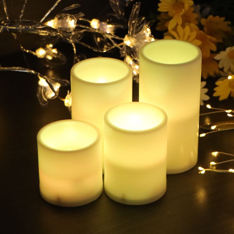 Flammenloses LED-Kerzenset mit Fernbedienung – Weiße und cremefarbene Muscheln, 3/4/5/6 Zoll, anpassbarer Druck, Hochzeits- und Heimdekoration,_voghion.com