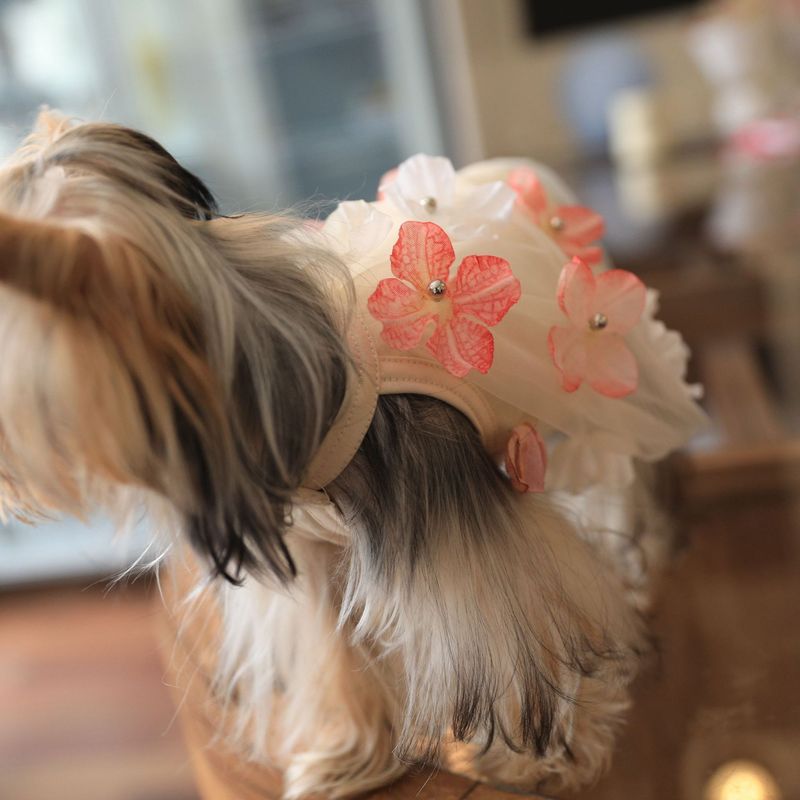 Summer Dog Fairy Dress With 3D Flower Mesh, Cute Breathable For Teddy, Bichon, And Yorkshire_voghion.com