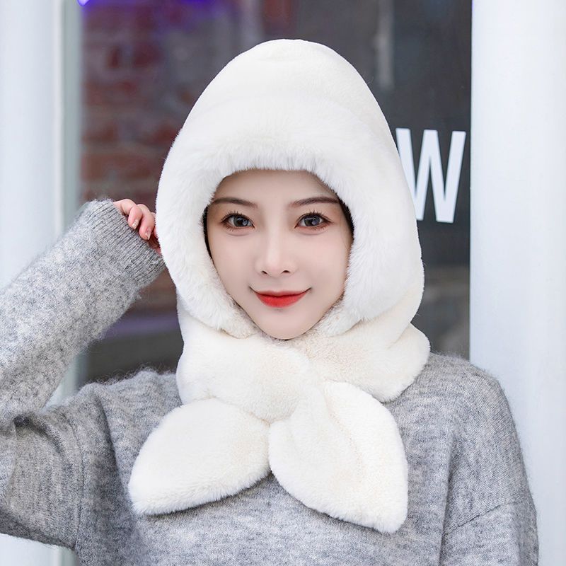 Bonnet écharpe femme en un hiver nouveau cyclisme coupe-vent, résistant au froid, épais chaud, polyvalent, avec un bandeau élégant et_voghion.com