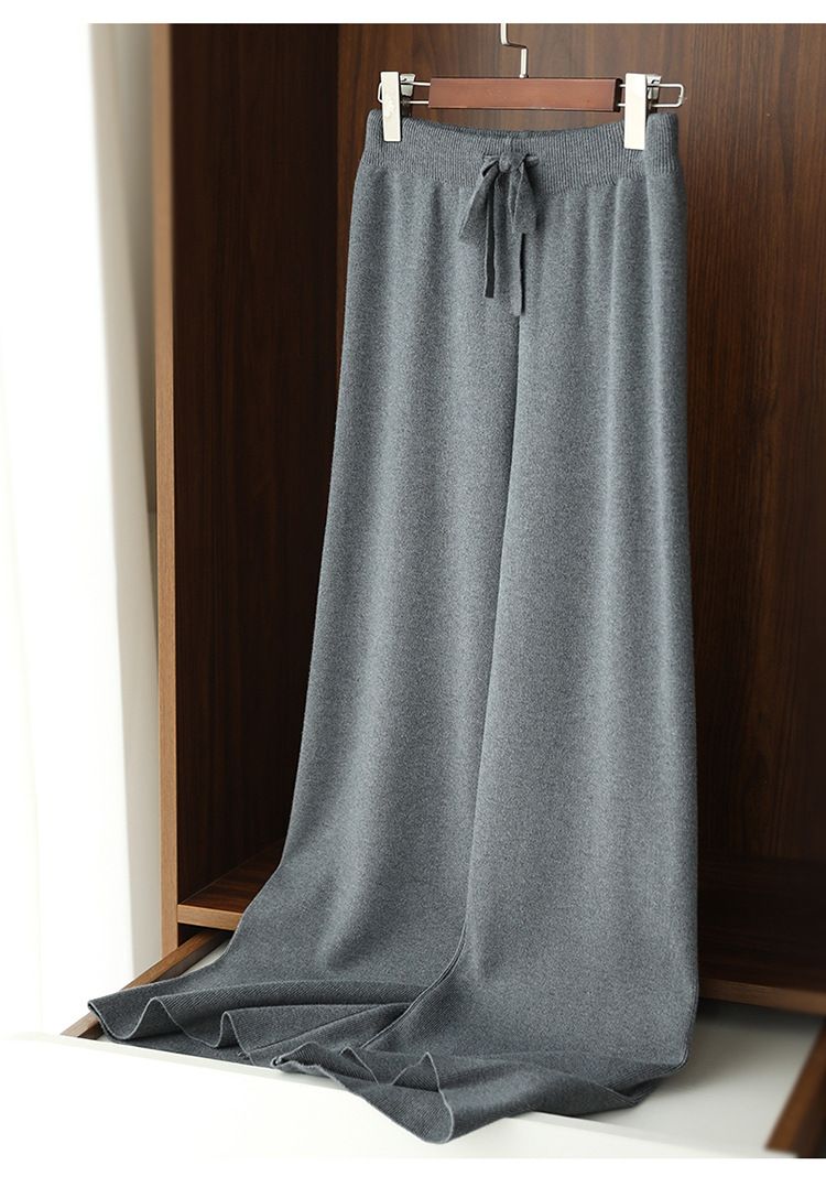 2025 Autumn Winter New Wide-leg For Women Loose Plus Size Casual High-waist Women's Thickened Knitted Pants Attire_voghion.com