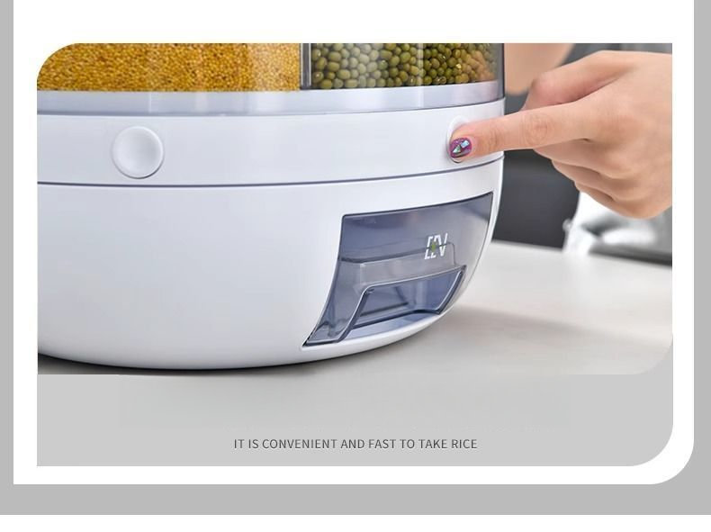 Food Grade Grain Box Container Household Insect-Proof Moisture-Proof Sealed Rotating Divider Rice Jar Storage Bin_voghion.com