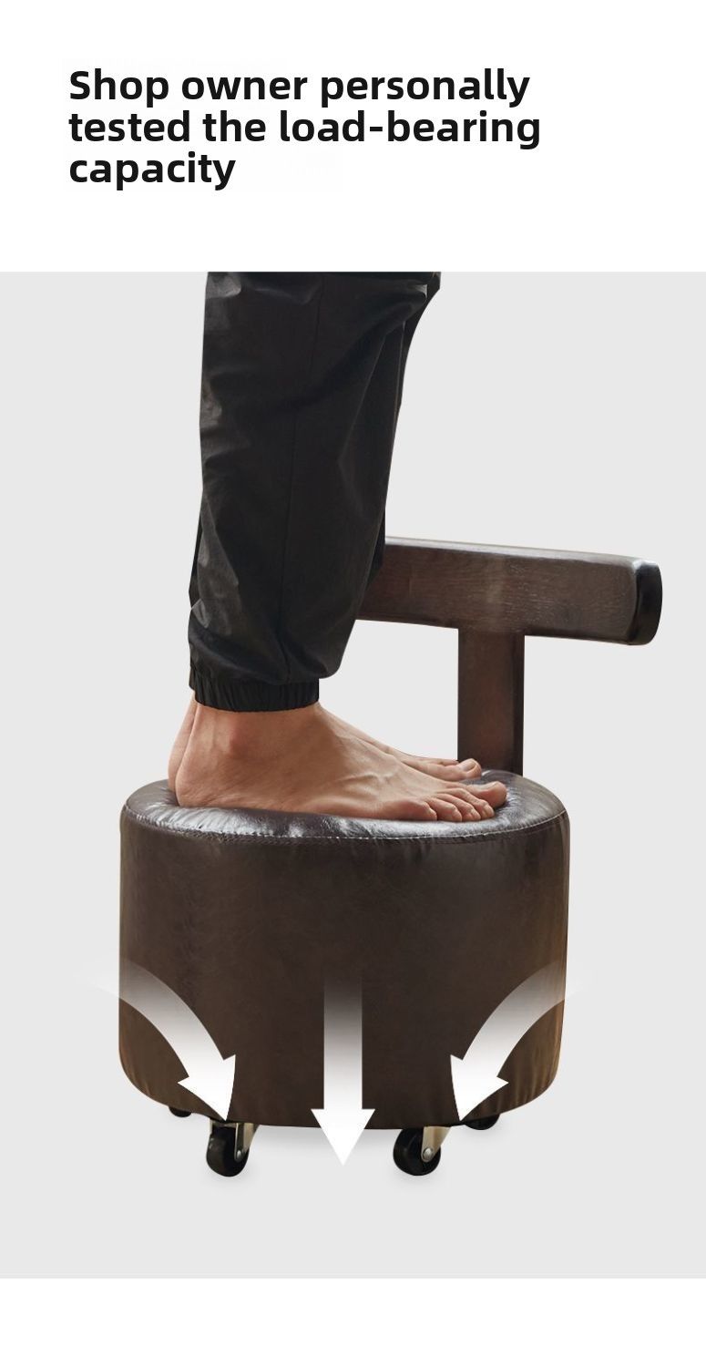 Shoe Changing Style Sofa Solid Wood Small Apartment Bench Movable Low With Backrest Chair Yoyo Stool_voghion.com