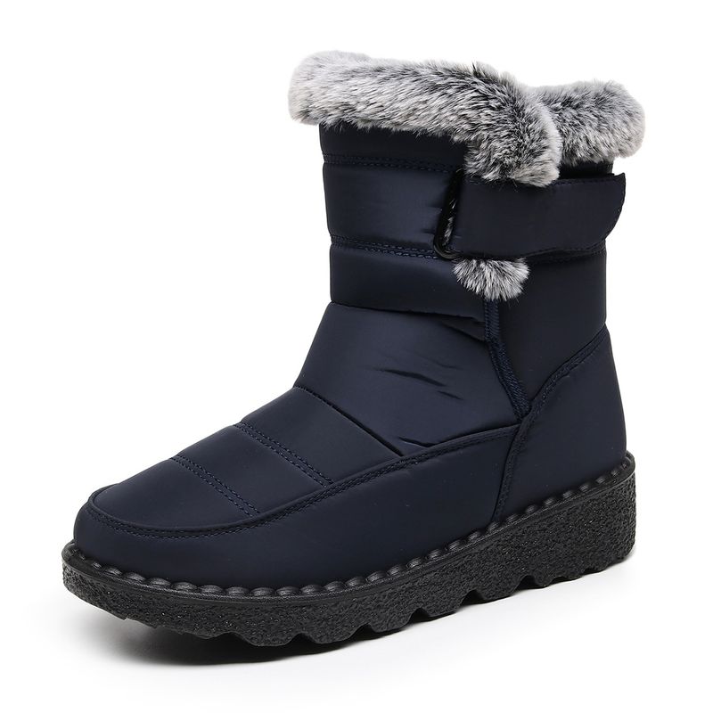 Women's High-Cut Winter Snow Boots With Faux Fur Lining, Waterproof Umbrella Fabric, PU Anti-Slip Sole, Adjustable Hook & Loop Closure (EU 36-45)_voghion.com