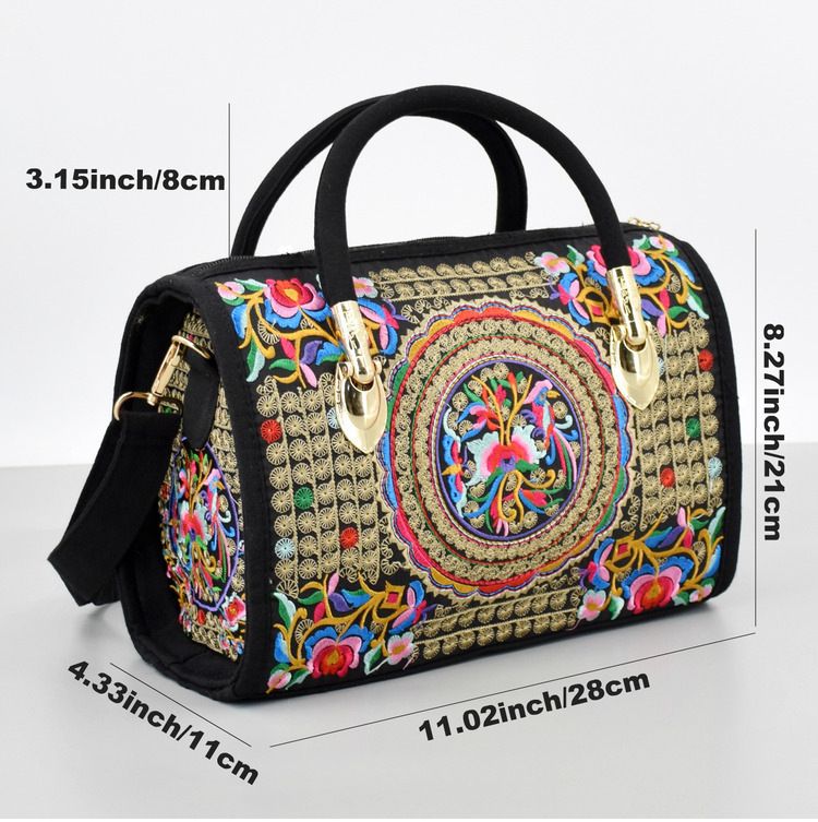 Damentaschen, National Style Retro Bestickte Handtasche, Canvas Stickerei, One Shoulder Crossbody Kissentasche, Reisetasche_voghion.com