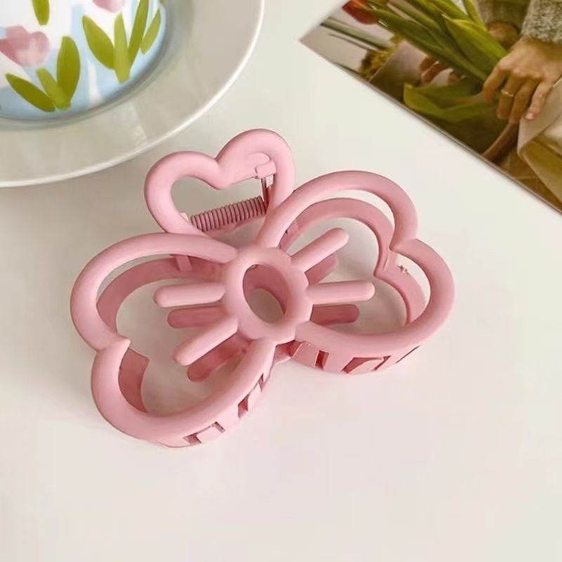 1pc Multi-color Cute Hollow Cat Face Bow Hairpin, High-end Medium Size Mattee Grab Clip, Sweet Love Hairpin Half-tie Hair Claw_voghion.com