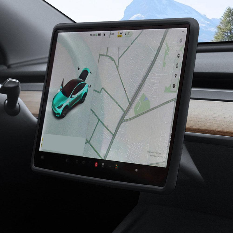 Suitable For Tesla's Updated Model 3/Y Navigation Screen Protector Silicone Frame Modification Accessories_voghion.com