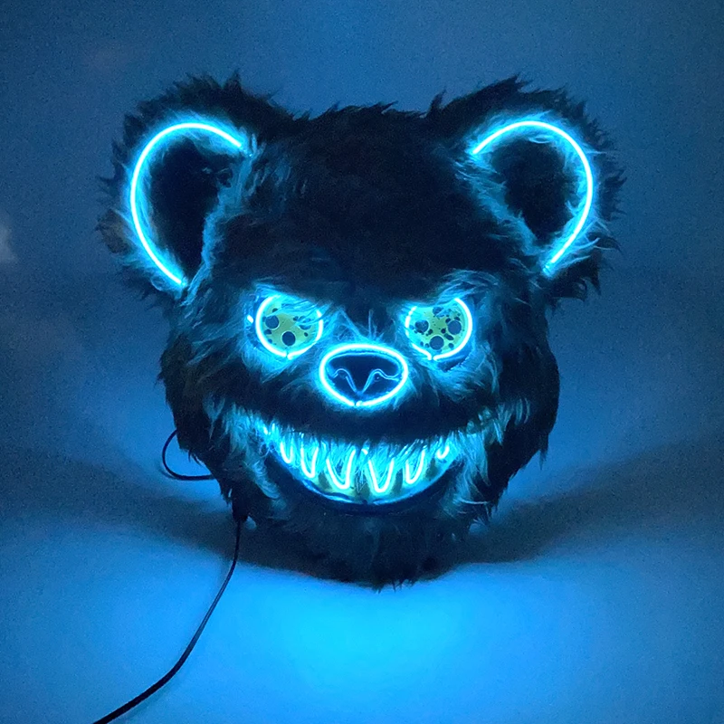 New Halloween Light-Up Animal LED Glowing Bear Mask Neon Light Character_voghion.com