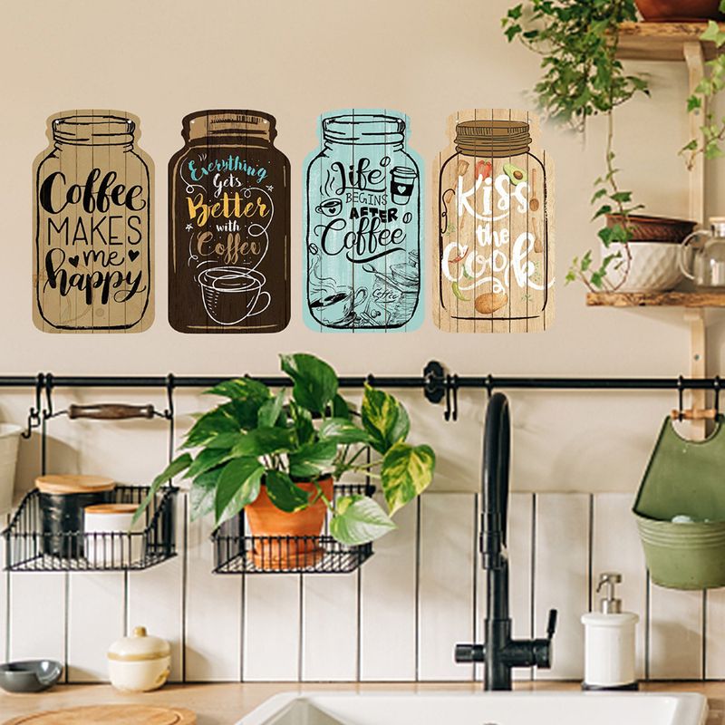 Happy Japanese Bottle Jar Kitchen Self Adhesive Paper N1741 Coffee Shop Decoration Atmosphere Wall Stickers_voghion.com