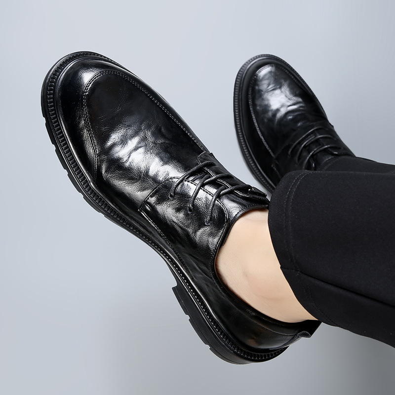 High End Men's With Soft Soles Formal Business 2025, New Black Raised Leather Casual Groom's Wedding Shoes For Men_voghion.com