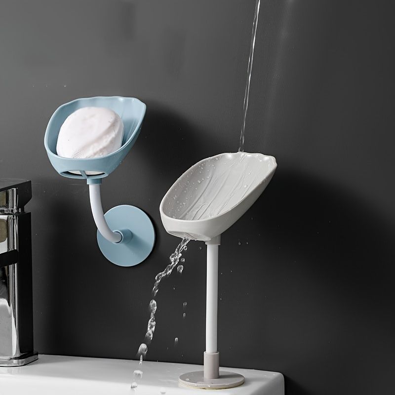 Shell-Shaped Wall Mounted Soap Holder Rust-Resistant Drain Soap Tray Easy Cleaning Bathroom Storage For Home_voghion.com