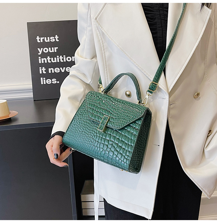 Damentasche Retro-Mode-Atmosphäre kleine quadratische Tasche Tragetasche Damentasche Krokodilstruktur elegante Umhängetasche_voghion.com