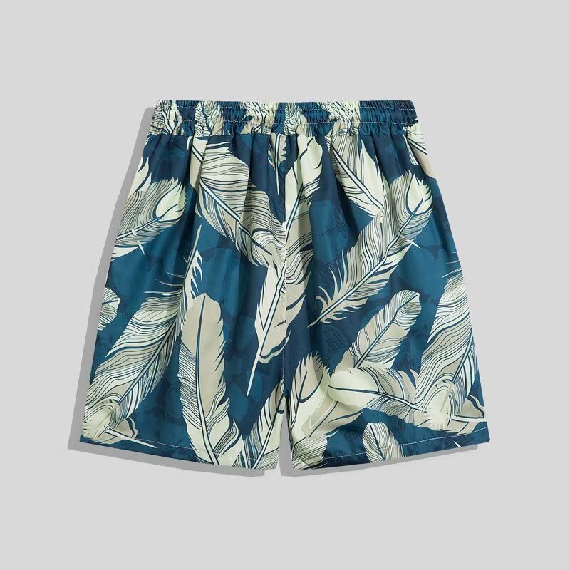 Strand til mænd, strandferie, Hawaii, kortærmet blomsterskjorte, løs og alsidig, afslappet parsæt i to dele_voghion.com