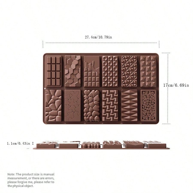 1 moule à chocolat en silicone rectangulaire de qualité alimentaire en silicone pour la cuisine et la pâtisserie_voghion.com
