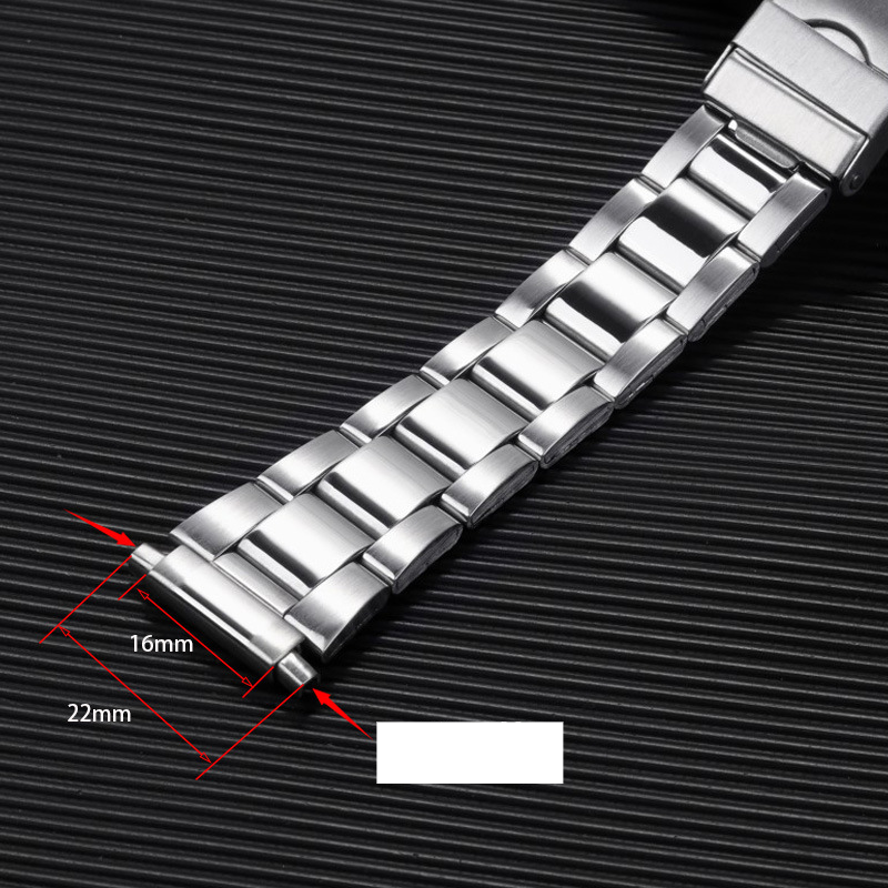 Bracelets de montre en acier inoxydable avec bord en acier et tête d'extension pour oreille 16-22 mm, boucle déployante universelle en tôle d'acier_voghion.com