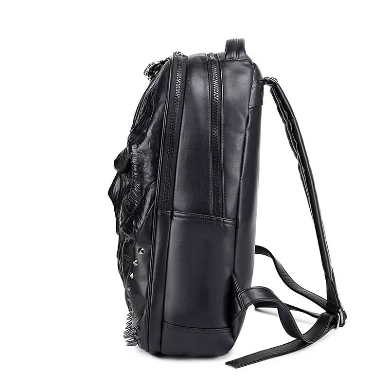 Men's backpack fashionable three-dimensional relief skull head bag street trend shoulder bag funny face backpack_voghion.com
