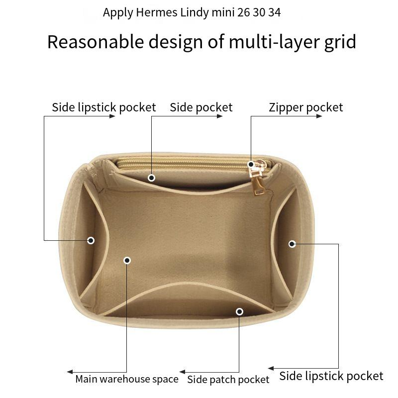 Filz Kosmetiktasche Innenfutter Tasche Innenfutter Tasche Anti-Schmutz-Tasche Unterstützung Einfarbig Seite Pull Schutz Innenfutter_voghion.com
