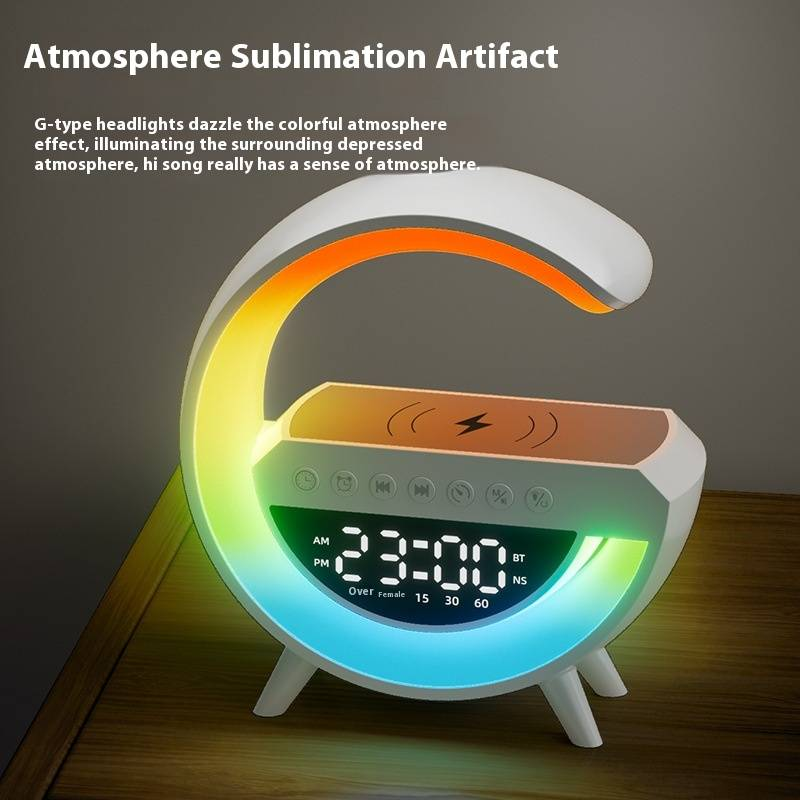 G3401 Bluetooth Speaker With Wireless Charging & Alarm Clock - Multi-Functional Speaker With RGB Lights_voghion.com