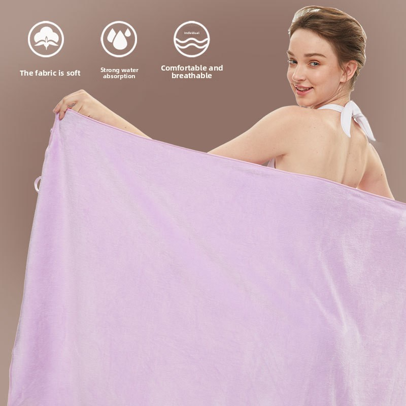Premium Sling Bathrobe - Ultra-Soft Microfiber Post-Shower Wrap, Lightweight & Quick-Dry, Adjustable Straps For Women (Pink/Lavender, M-L Size)_voghion.com