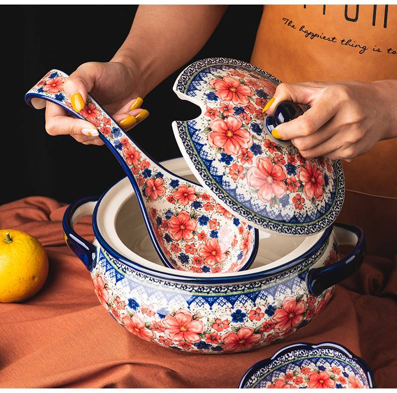 Ceramic Dinnerware Set – 6-Piece Floral Bowls & Plates, Microwave Safe, Ideal For Soup, Salad, Rice (Snow Ink Plum Design)_voghion.com