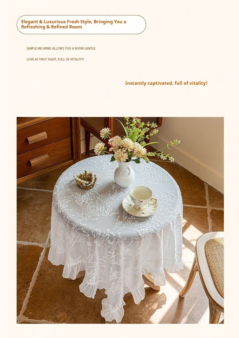 Tovaglia in pizzo francese – Copritavolo ricamato in poliestere per matrimoni, sala da pranzo e arredamento per la casa (90x90 cm/120x120 cm/140x140 cm/140x180 cm, bianco)_voghion.com