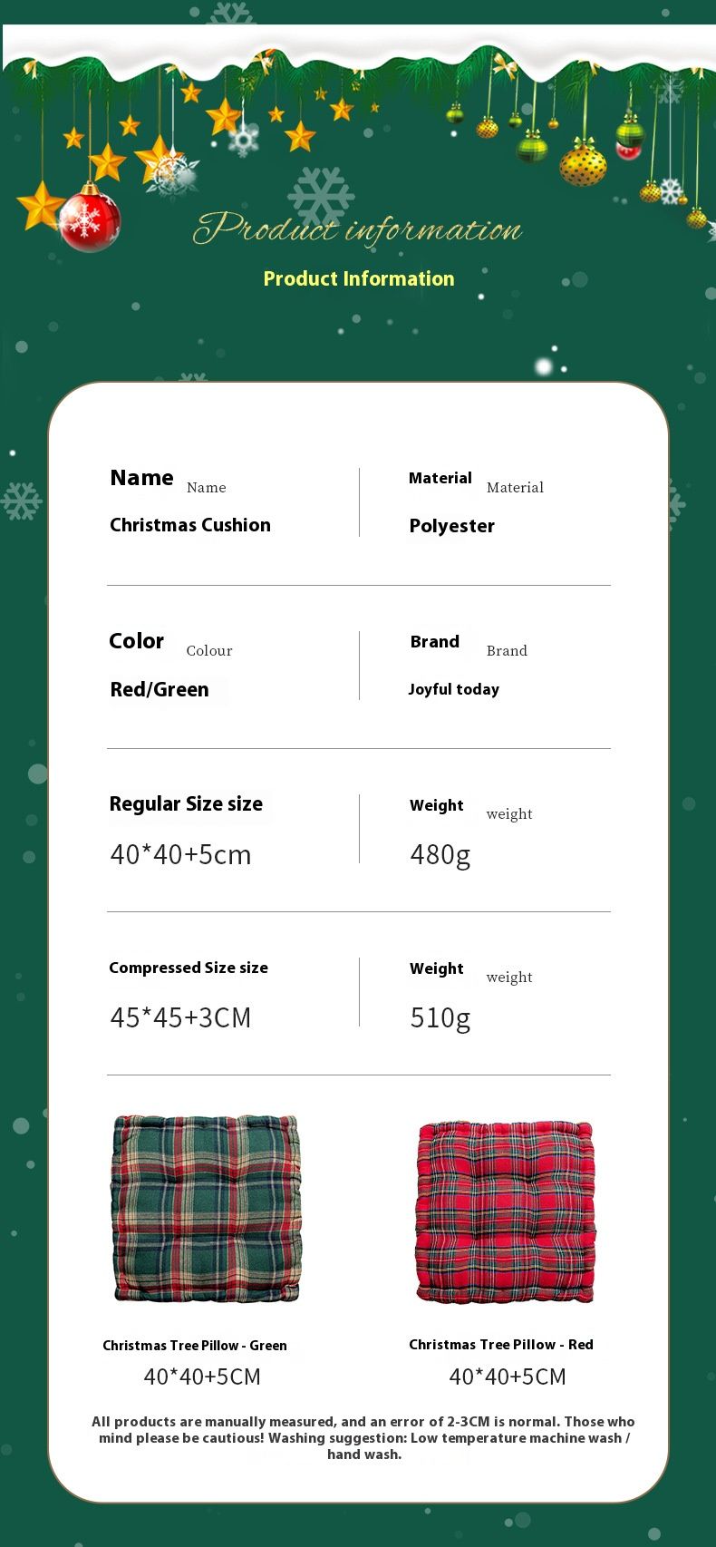 Sitzkissen mit Weihnachtsmotiv – 40 x 40 cm dickes Stuhlkissen aus PP-Baumwolle mit Lendenwirbelstütze für Zuhause und Büro_voghion.com