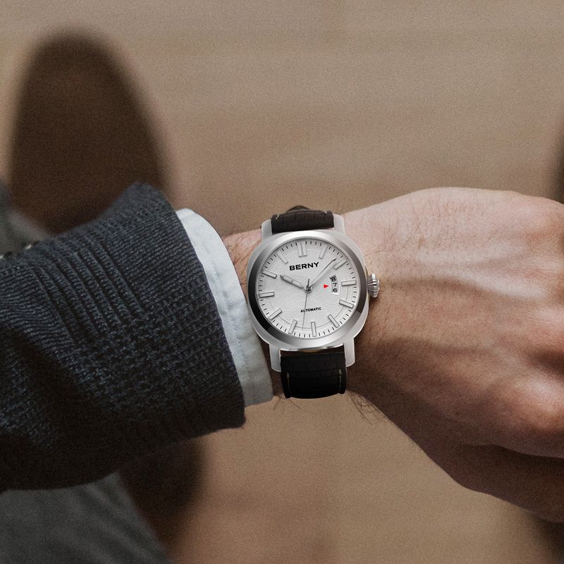 BERNY Automatic Watches For Men 10ATM Waterproof Analog Mechanical Watch With Date Silicone Strap Super Luminous Stainless Steel Sapphire Wristwatch_voghion.com
