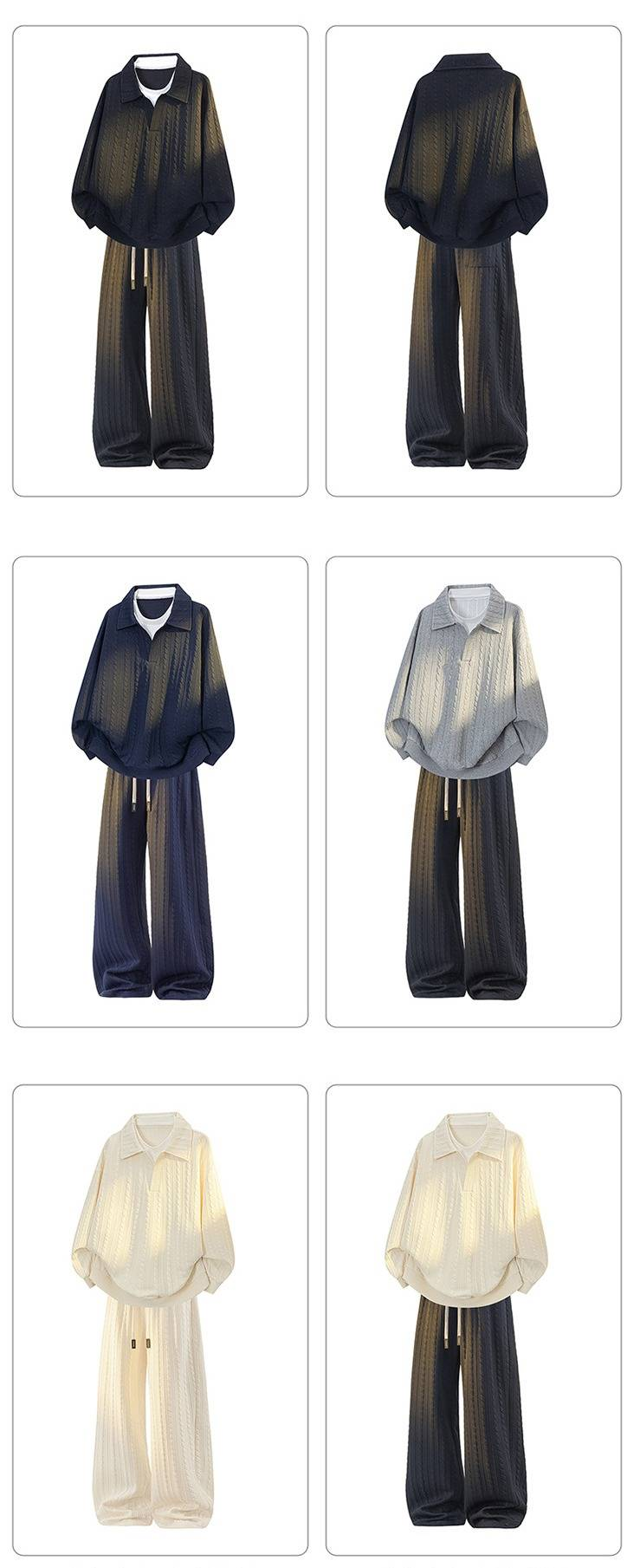 Erkek Günlük Bol Kesim Kapüşonlu ve Jogger Takımı Dokulu Kumaştan - Günlük Giyim İçin Rahat İki Parçalı Kıyafet (Siyah, Lacivert, Bej)_voghion.com
