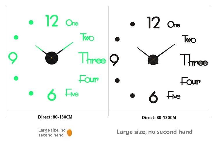 Modern Silent Sweep Wall Clock – Glow-in-the-Dark Acrylic Peel & Stick DIY Clock For Living Room, Bedroom & Office_voghion.com