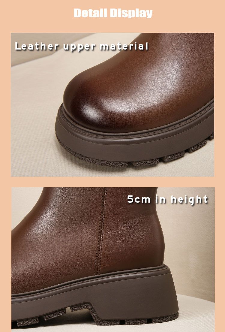 【 First Layer Cowhide 】 Warm Martin Boots Women's Shoes 25 Year Winter New Versatile Thick Sole Leather Midsole Women's Boots_voghion.com