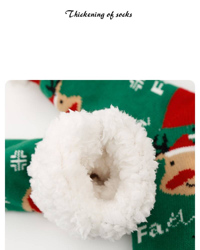 Kuschelige Weihnachtshaussocken für Damen - Warme, fleecegefütterte, rutschfeste Winterhaussocken mit weihnachtlichen Motiven (Einheitsgröße 36-42)_voghion.com