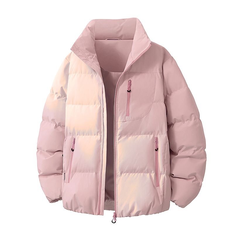 Piumino invernale unisex con logo stampabile - Cappotto trapuntato oversize con collo alto, imbottitura in poliestere spesso, parka da esterno multitasche_voghion.com